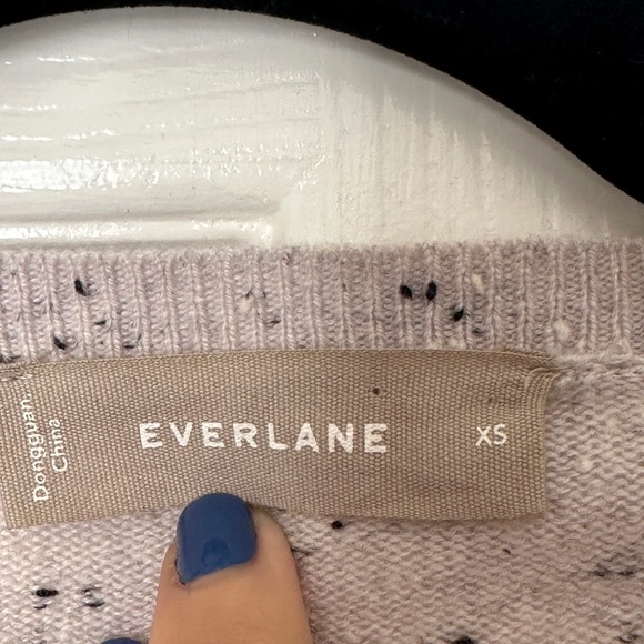 Women's Everlane Extra Small XS Cashmere Sweater Flecked Speckled Cream Crew - Picture 2 of 5